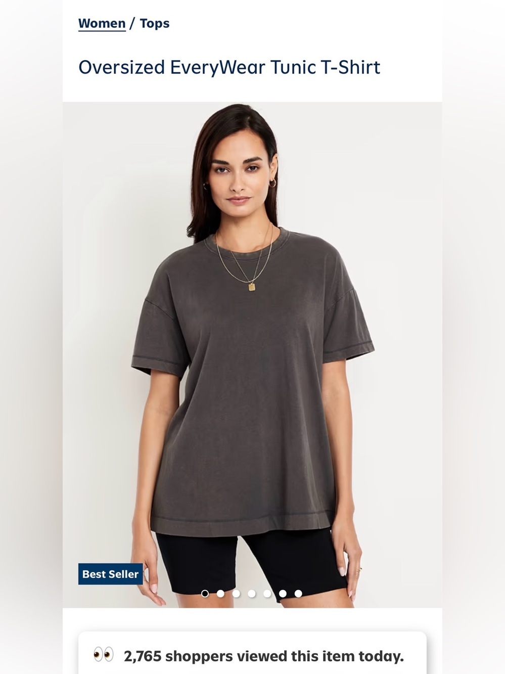 Women's Relaxed Tunic Tee - Charcoal